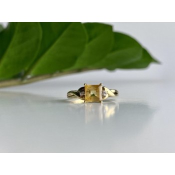 10K YELLOW GOLD TOURMALINE & DIAMONDS RING SIZE 8