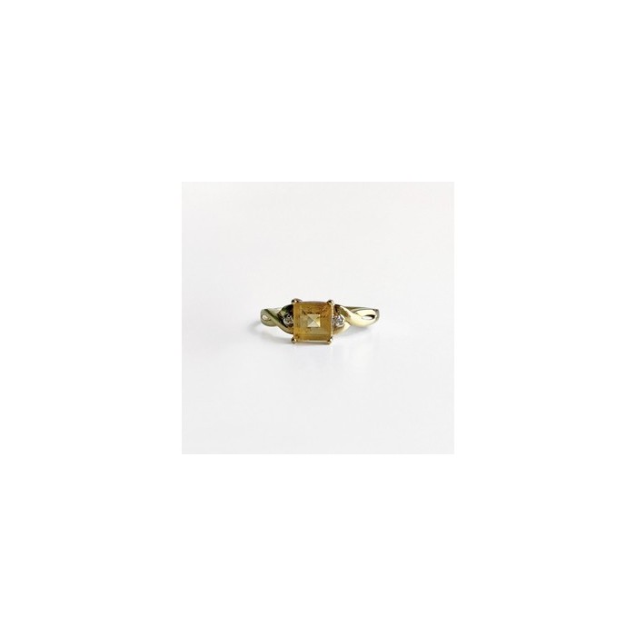 10K YELLOW GOLD TOURMALINE & DIAMONDS RING SIZE 8