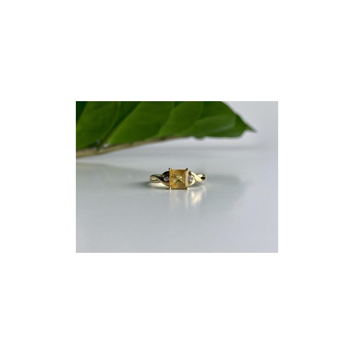 10K YELLOW GOLD TOURMALINE & DIAMONDS RING SIZE 8