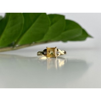 10K YELLOW GOLD TOURMALINE & DIAMONDS RING SIZE 8