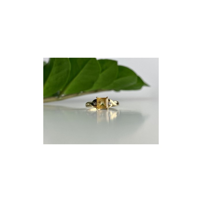 10K YELLOW GOLD TOURMALINE & DIAMONDS RING SIZE 8