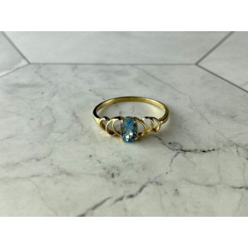 10K YELLOW GOLD BLUE SPINEL RING SIZE 8