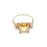 10K YELLOW GOLD YELLOW TOPAZ & DIAMONDS RING SIZE 9.75
