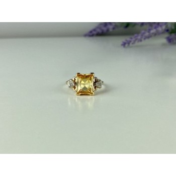 10K YELLOW GOLD YELLOW TOPAZ & DIAMONDS RING SIZE 9.75