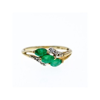 10K YELLOW GOLD  EMERALD & DIAMONDS RING SIZE 6.75