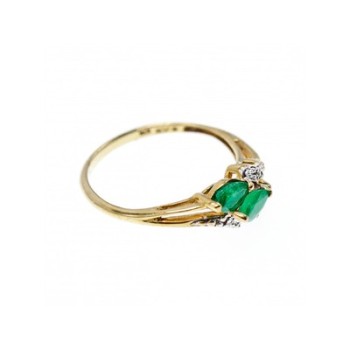 10K YELLOW GOLD  EMERALD & DIAMONDS RING SIZE 6.75