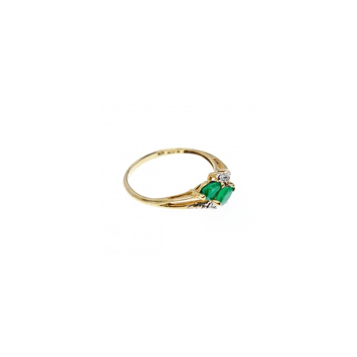 10K YELLOW GOLD  EMERALD & DIAMONDS RING SIZE 6.75