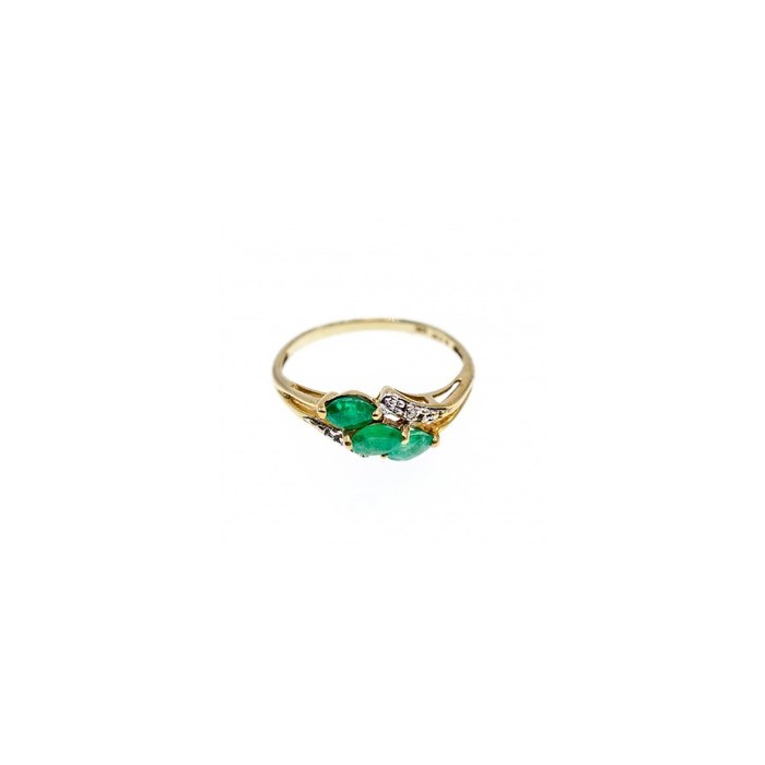10K YELLOW GOLD  EMERALD & DIAMONDS RING SIZE 6.75