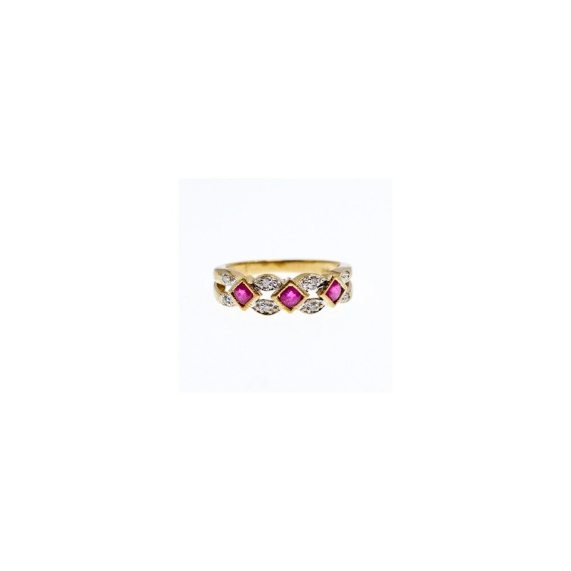 10K YELLOW GOLD PINK TOPAZ & DIAMONDS RING SIZE 8