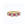 10K YELLOW GOLD PINK TOPAZ & DIAMONDS RING SIZE 8