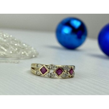 10K YELLOW GOLD PINK TOPAZ & DIAMONDS RING SIZE 8