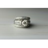 14K WHITE GOLD DIAMONDS EXCLUSIVE TRIPLE RING SIZE 7.25