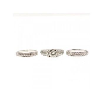 14K WHITE GOLD DIAMONDS EXCLUSIVE TRIPLE RING SIZE 7.25