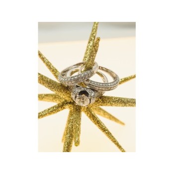 14K WHITE GOLD DIAMONDS EXCLUSIVE TRIPLE RING SIZE 7.25