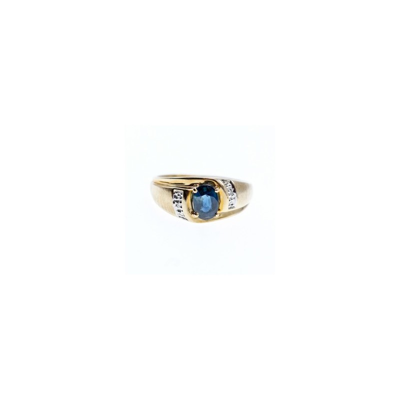 10K YELLOW GOLD  LONDON BLUE TOPAZ & DIAMONDS RING SIZE 10.5