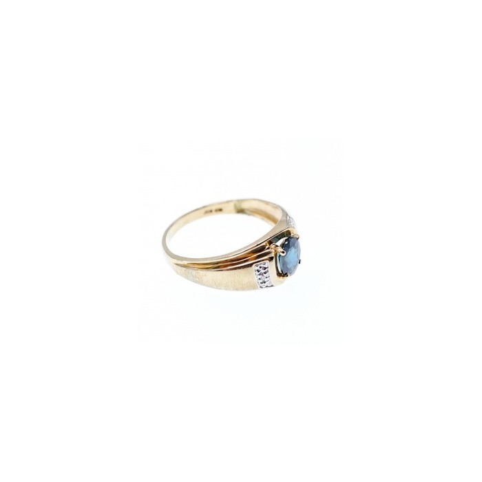 10K YELLOW GOLD  LONDON BLUE TOPAZ & DIAMONDS RING SIZE 10.5