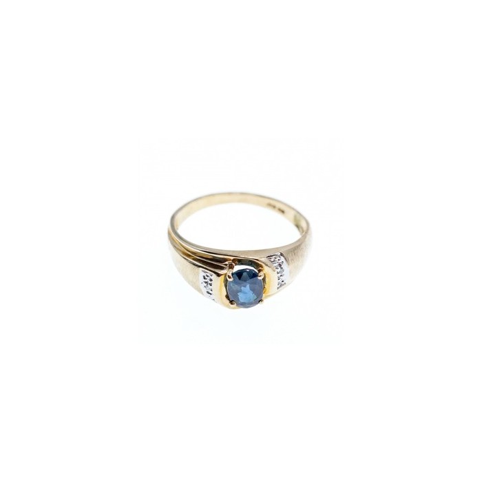 10K YELLOW GOLD  LONDON BLUE TOPAZ & DIAMONDS RING SIZE 10.5