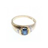 10K YELLOW GOLD  LONDON BLUE TOPAZ & DIAMONDS RING SIZE 10.5