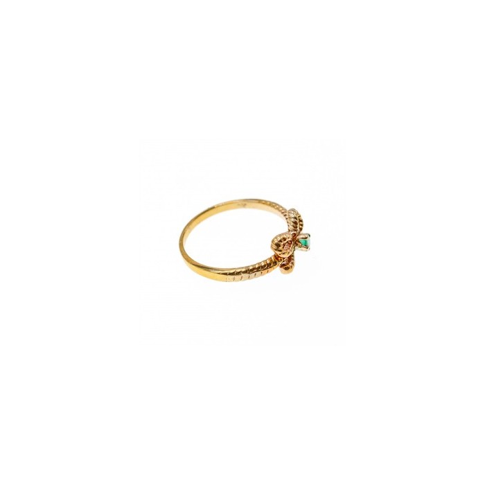 10K YELLOW GOLD EMERALD BOW RING SIZE 7.25