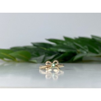 10K YELLOW GOLD EMERALD BOW RING SIZE 7.25