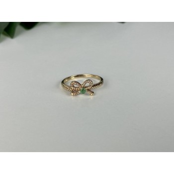 10K YELLOW GOLD EMERALD BOW RING SIZE 7.25