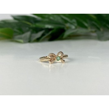 10K YELLOW GOLD EMERALD BOW RING SIZE 7.25