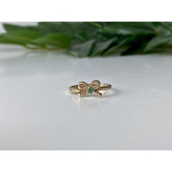 10K YELLOW GOLD EMERALD BOW RING SIZE 7.25