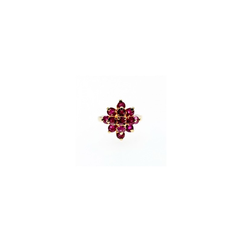 14K YELLOW GOLD RUBY RING SIZE 6.75