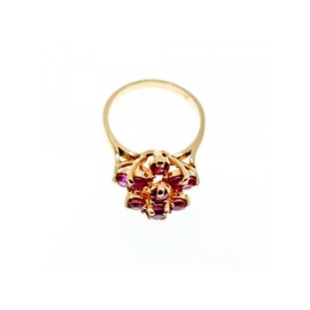 14K YELLOW GOLD RUBY RING SIZE 6.75