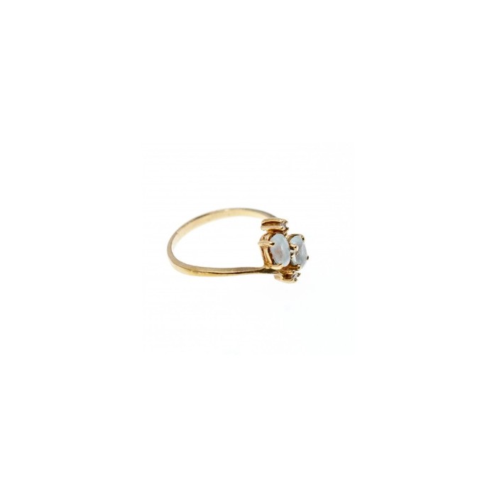 10K YELLOW GOLD  AQUAMARINE & DIAMONDS RING SIZE 5.5