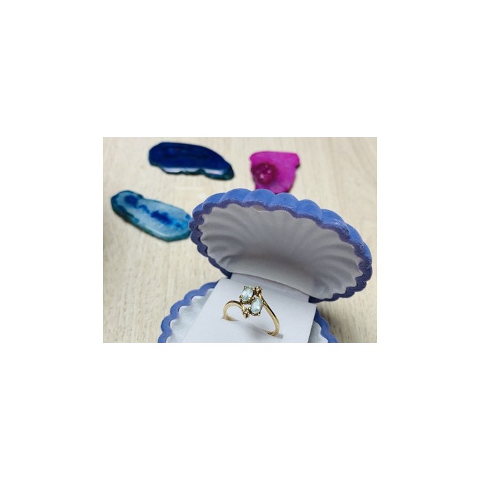 10K YELLOW GOLD  AQUAMARINE & DIAMONDS RING SIZE 5.5