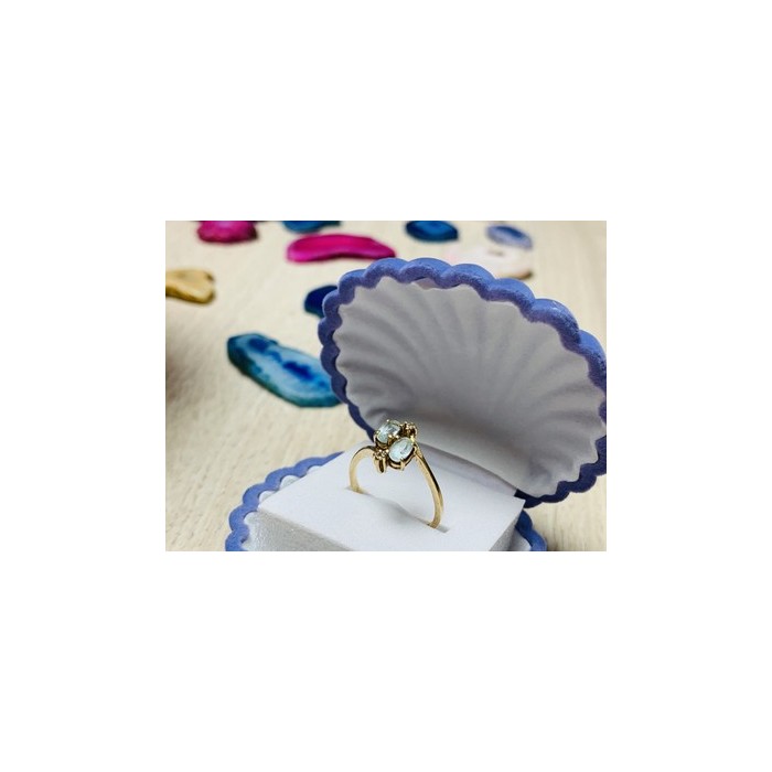 10K YELLOW GOLD  AQUAMARINE & DIAMONDS RING SIZE 5.5