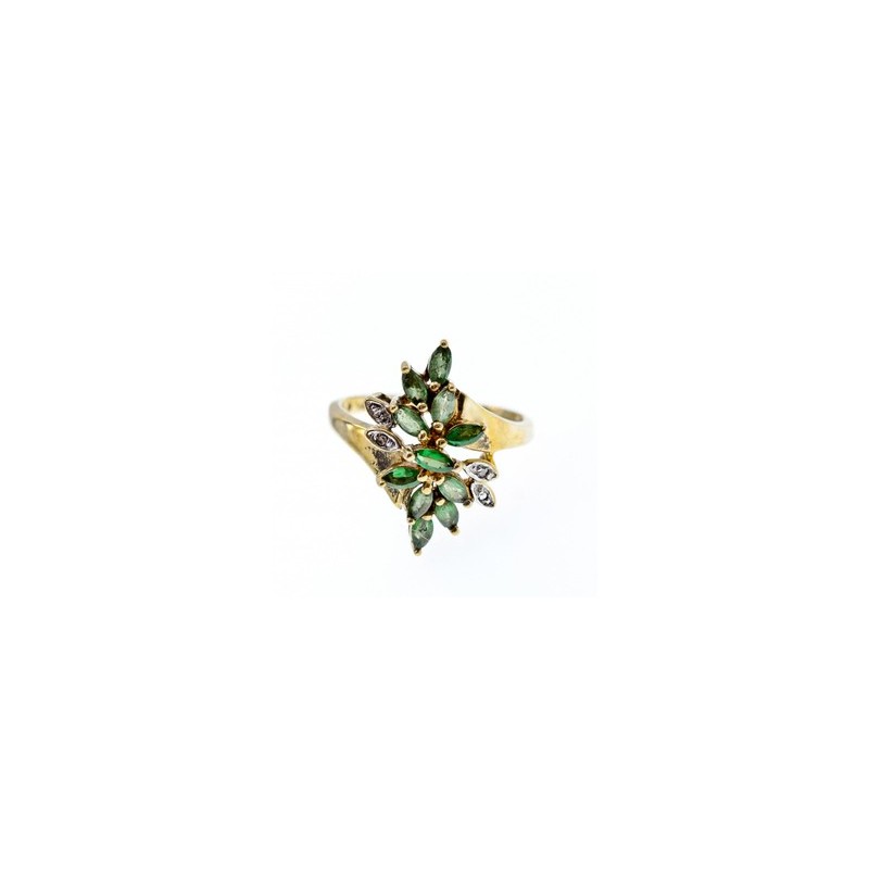 10K YELLOW GOLD  PERIDOT & DIAMONDS RING SIZE 8