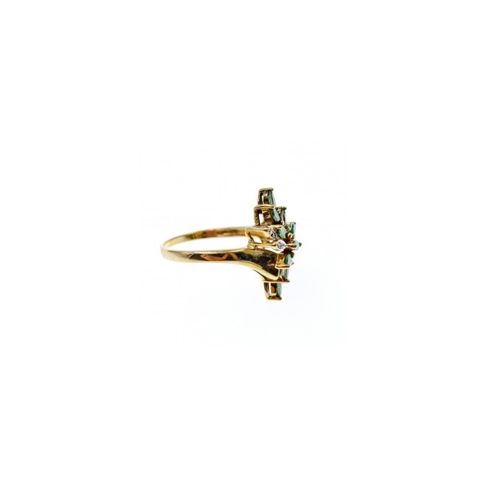 10K YELLOW GOLD  PERIDOT & DIAMONDS RING SIZE 8
