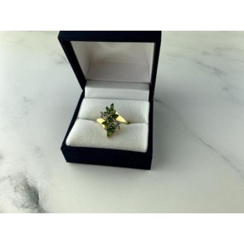 10K YELLOW GOLD  PERIDOT & DIAMONDS RING SIZE 8