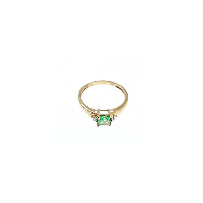 10K YELLOW GOLD TSAVORITE & DIAMONDS RING SIZE 6.25