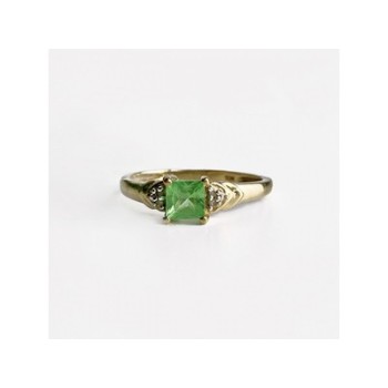 10K YELLOW GOLD TSAVORITE & DIAMONDS RING SIZE 6.25