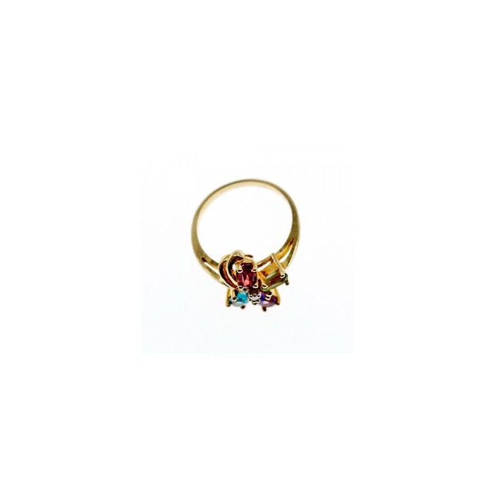 10K YELLOW GOLD AMETHYST, GARNET, TOPAZ, PERIDOT & DIAMOND RING SIZE 6.25