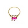 10K YELLOW GOLD PINK TOPAZ & DIAMOND HEART RING SIZE 8