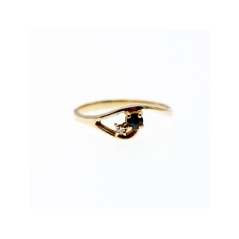 10K YELLOW GOLD SAPPHIRE & DIAMOND RING SIZE 7