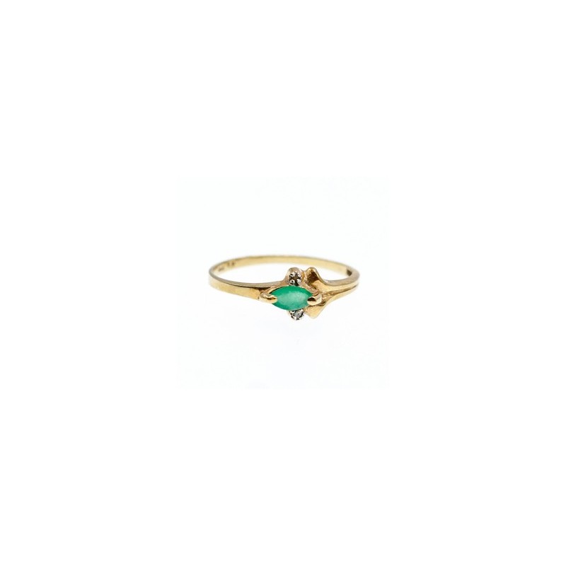 10K YELLOW GOLD  EMERALD & DIAMONDS RING SIZE 6.75
