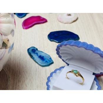 10K YELLOW GOLD  EMERALD & DIAMONDS RING SIZE 6.75