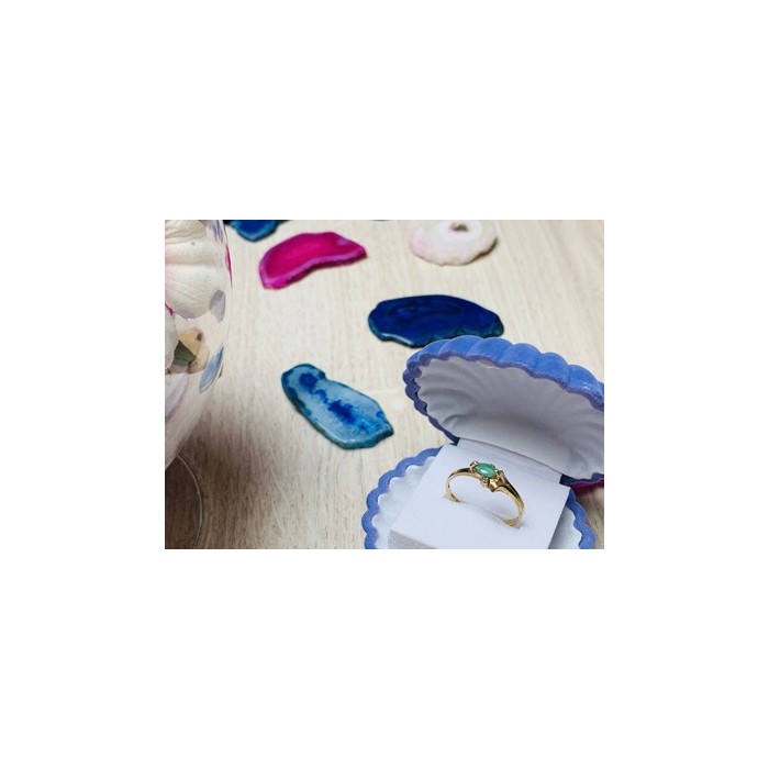 10K YELLOW GOLD  EMERALD & DIAMONDS RING SIZE 6.75