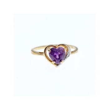 10K YELLOW GOLD  AMETHYST & DIAMOND RING SIZE 7.25