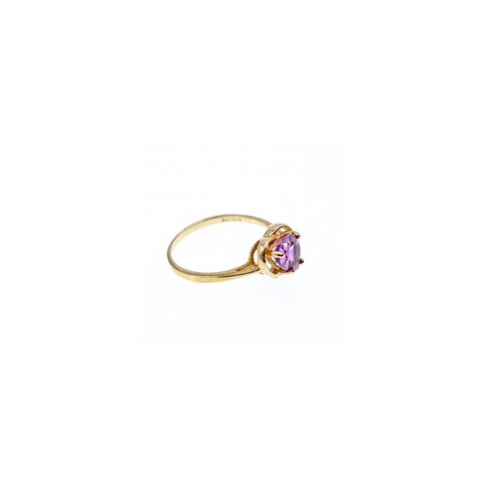 10K YELLOW GOLD  AMETHYST & DIAMOND RING SIZE 7.25