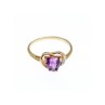 10K YELLOW GOLD  AMETHYST & DIAMOND RING SIZE 7.25