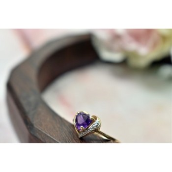 10K YELLOW GOLD  AMETHYST & DIAMOND RING SIZE 7.25