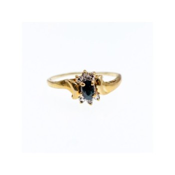 10K YELLOW GOLD  SPINEL & DIAMONDS RING SIZE 8.5