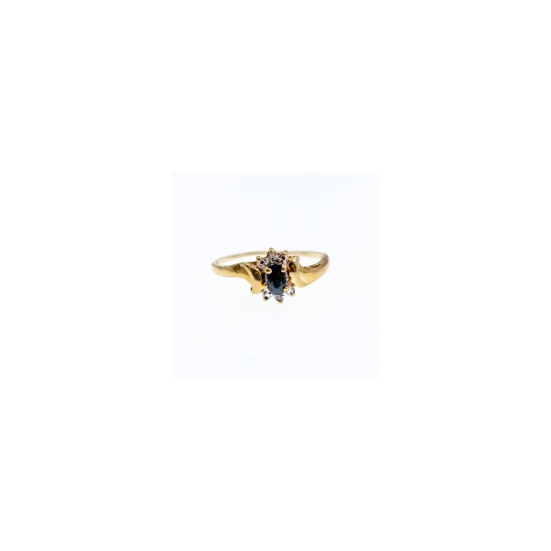 10K YELLOW GOLD  SPINEL & DIAMONDS RING SIZE 8.5