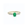 10K YELLOW GOLD EMERALD & COLORLESS SPINEL  RING SIZE 6.25